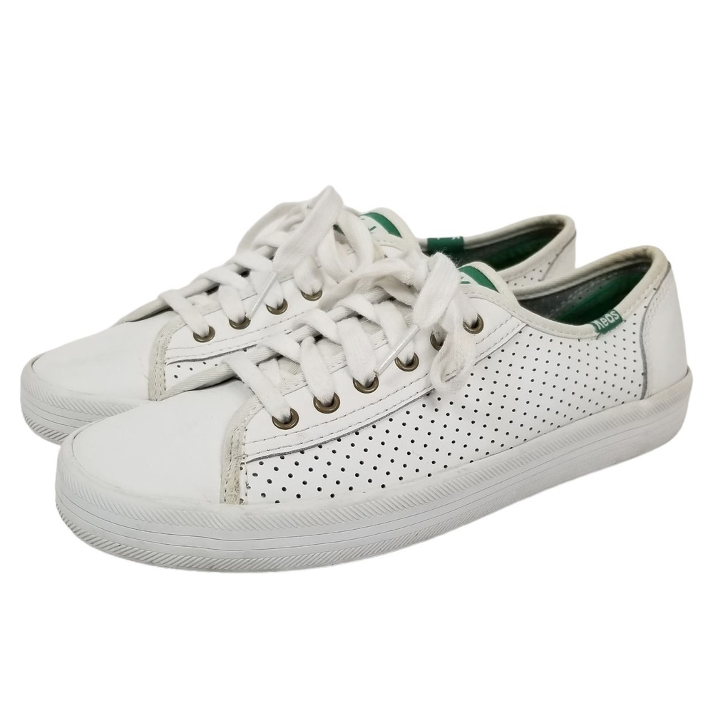Keds Kickstart Women's White Perforated Leather Lace Up Sneakers Size 6
